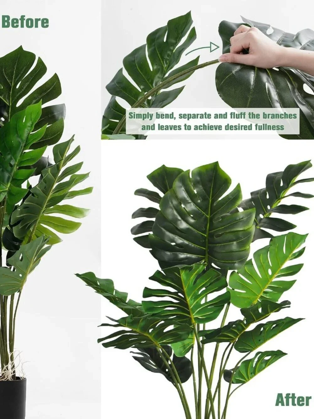 Artificial Monstera Plant 4FT Fake Swiss Cheese Potted Faux Tropical Floor Plant